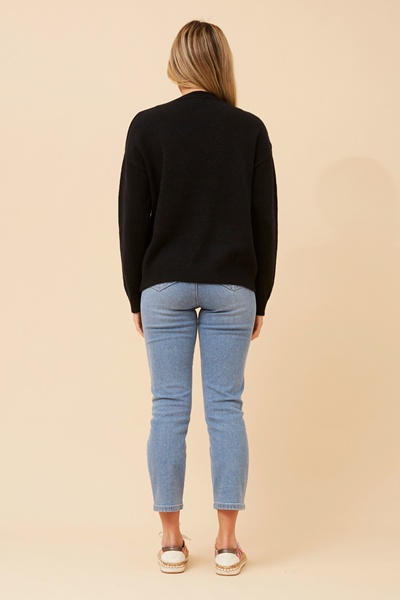 ASTER HEART PRINT KNIT PULLOVER