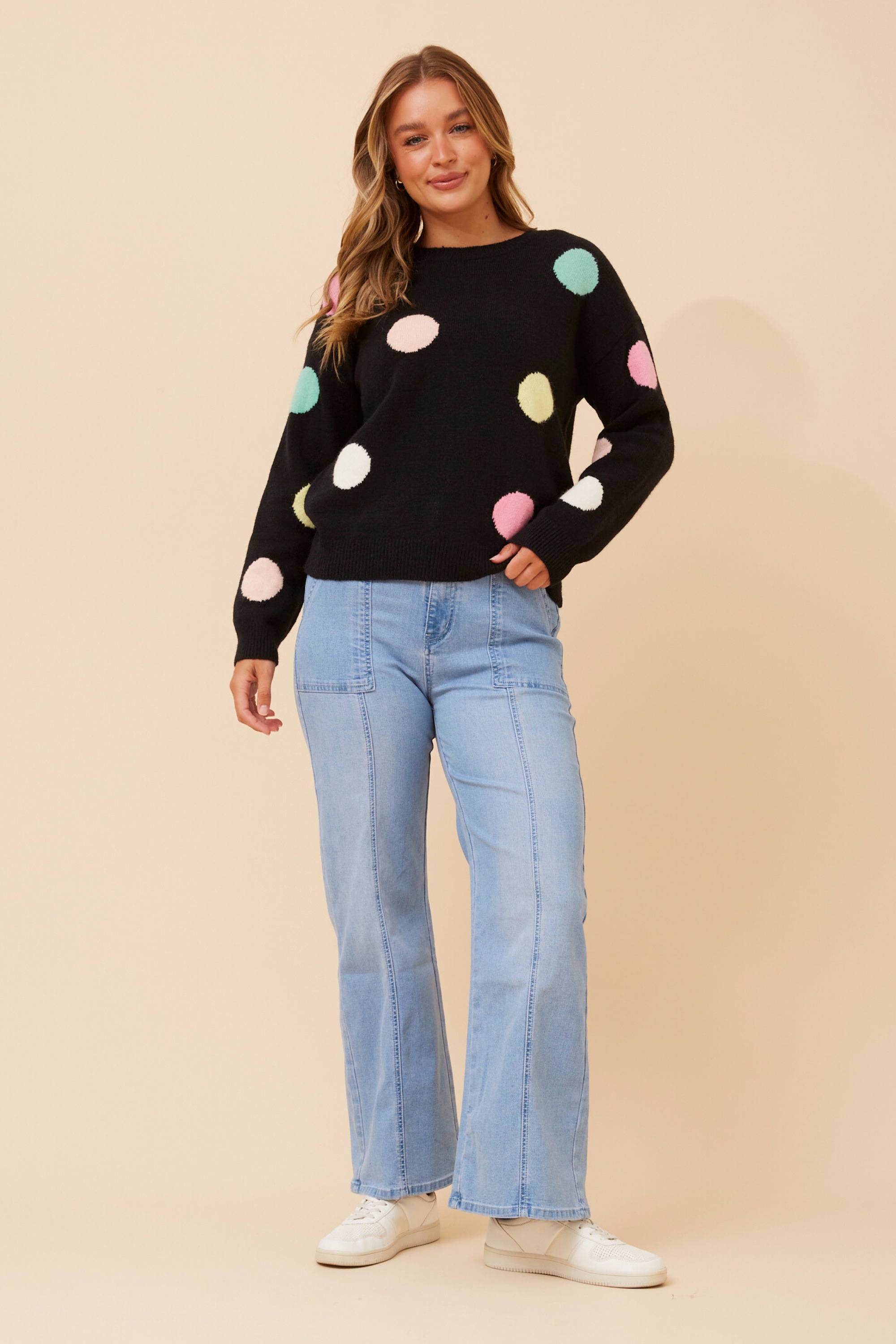 ASTER POLKA DOT PRINT KNIT PULLOVER