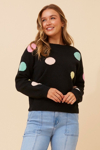 ASTER POLKA DOT PRINT KNIT PULLOVER