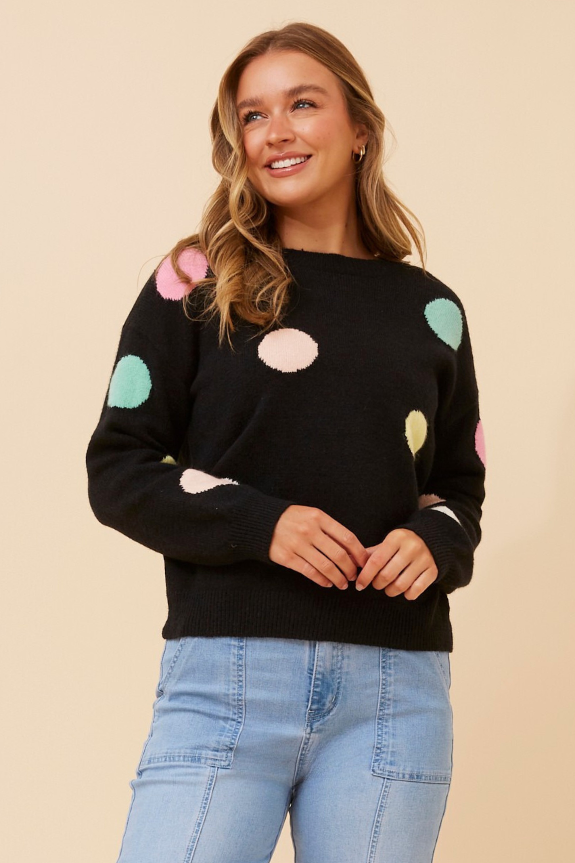 ASTER POLKA DOT PRINT KNIT PULLOVER