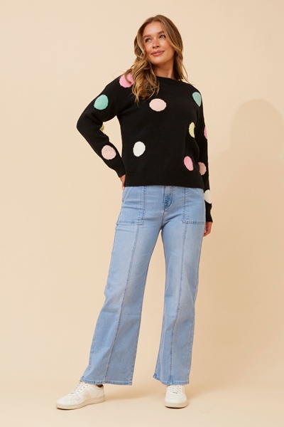 ASTER POLKA DOT PRINT KNIT PULLOVER