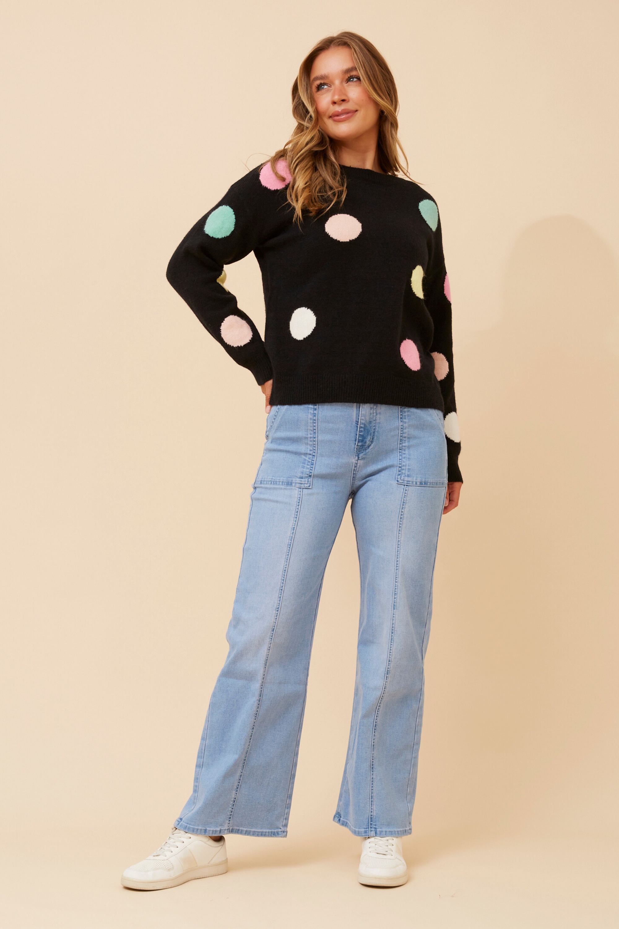 ASTER POLKA DOT PRINT KNIT PULLOVER