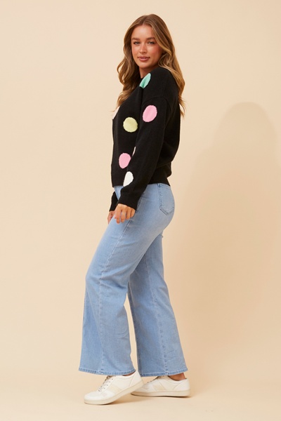 ASTER POLKA DOT PRINT KNIT PULLOVER