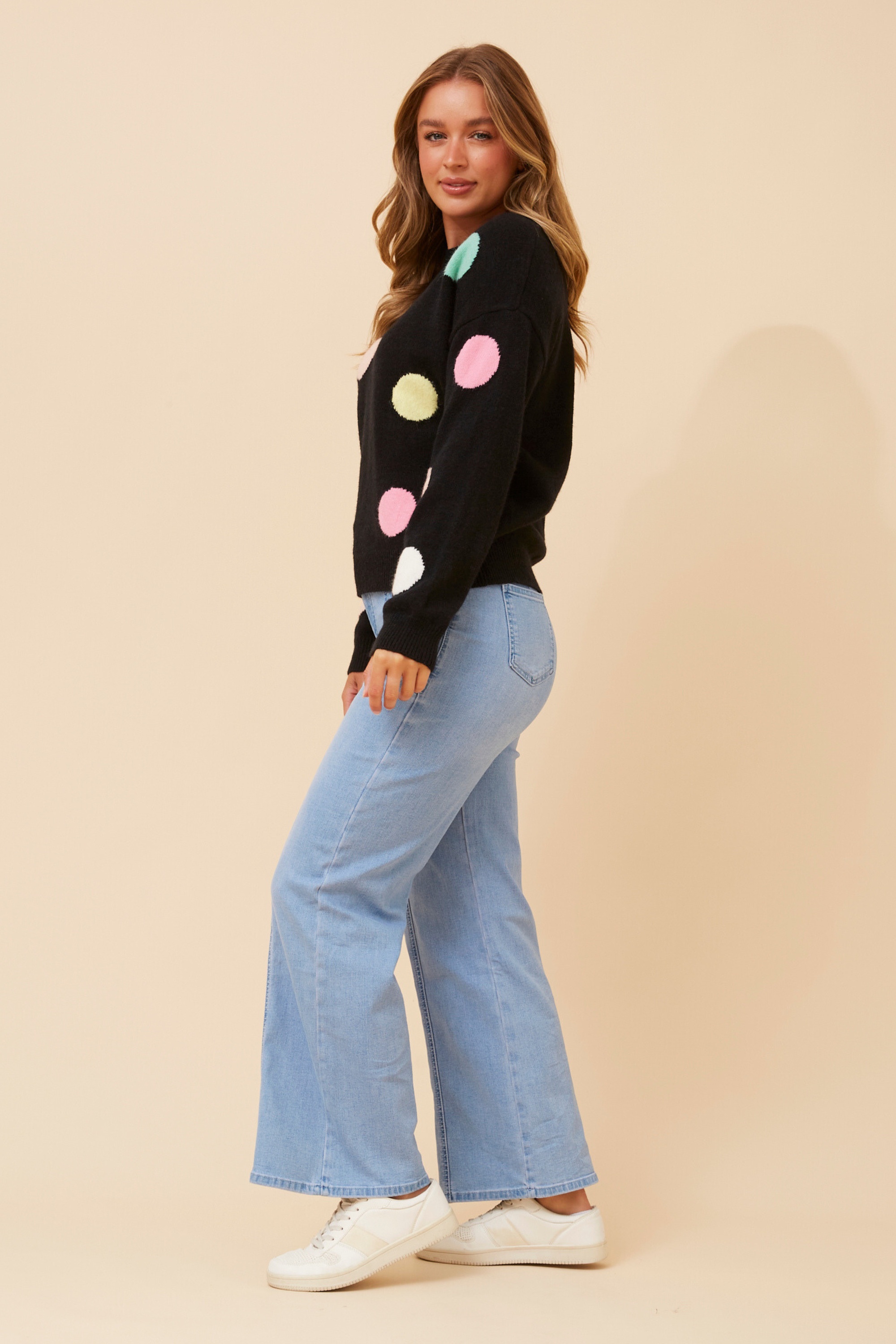 ASTER POLKA DOT PRINT KNIT PULLOVER