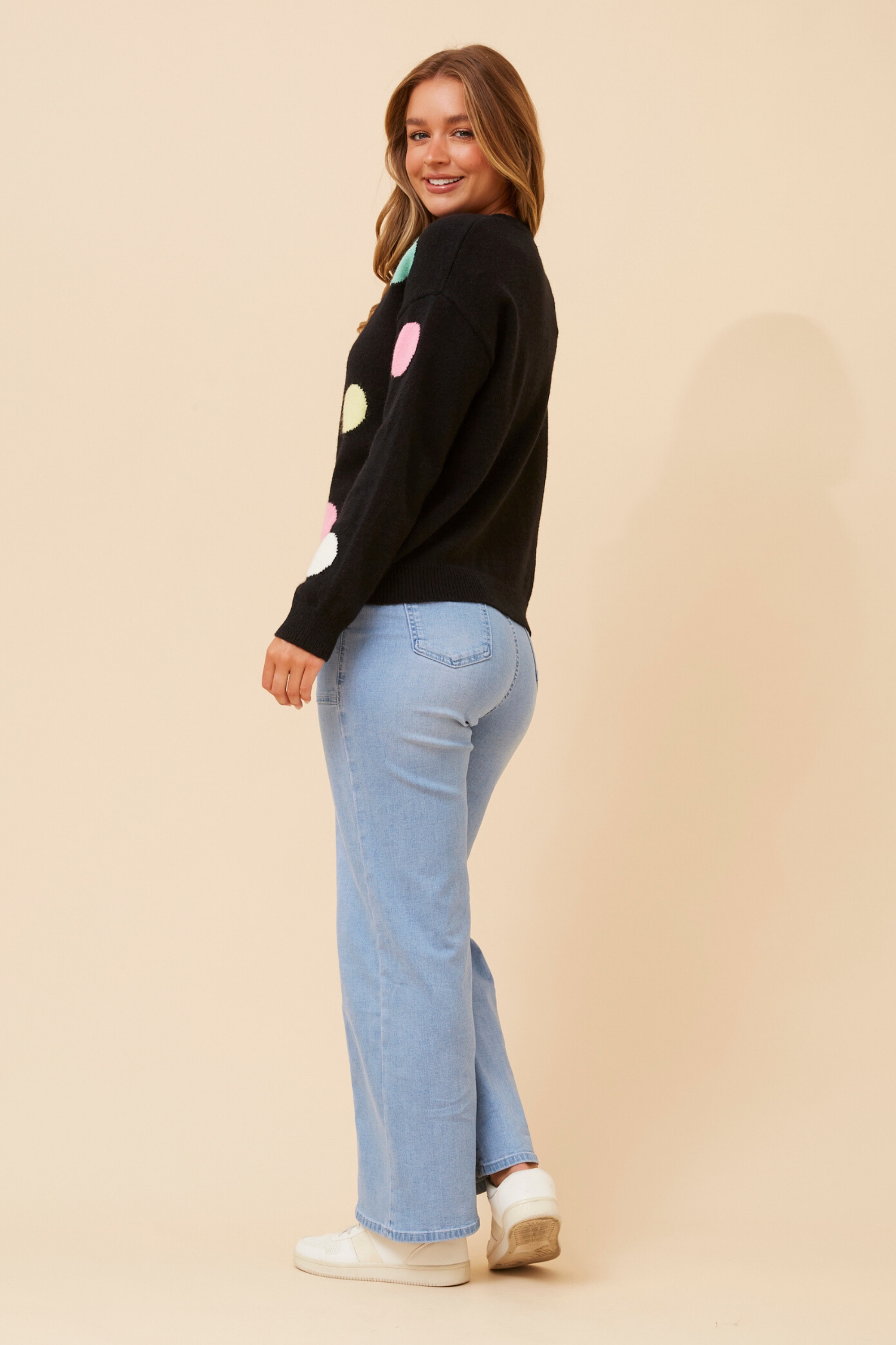 ASTER POLKA DOT PRINT KNIT PULLOVER