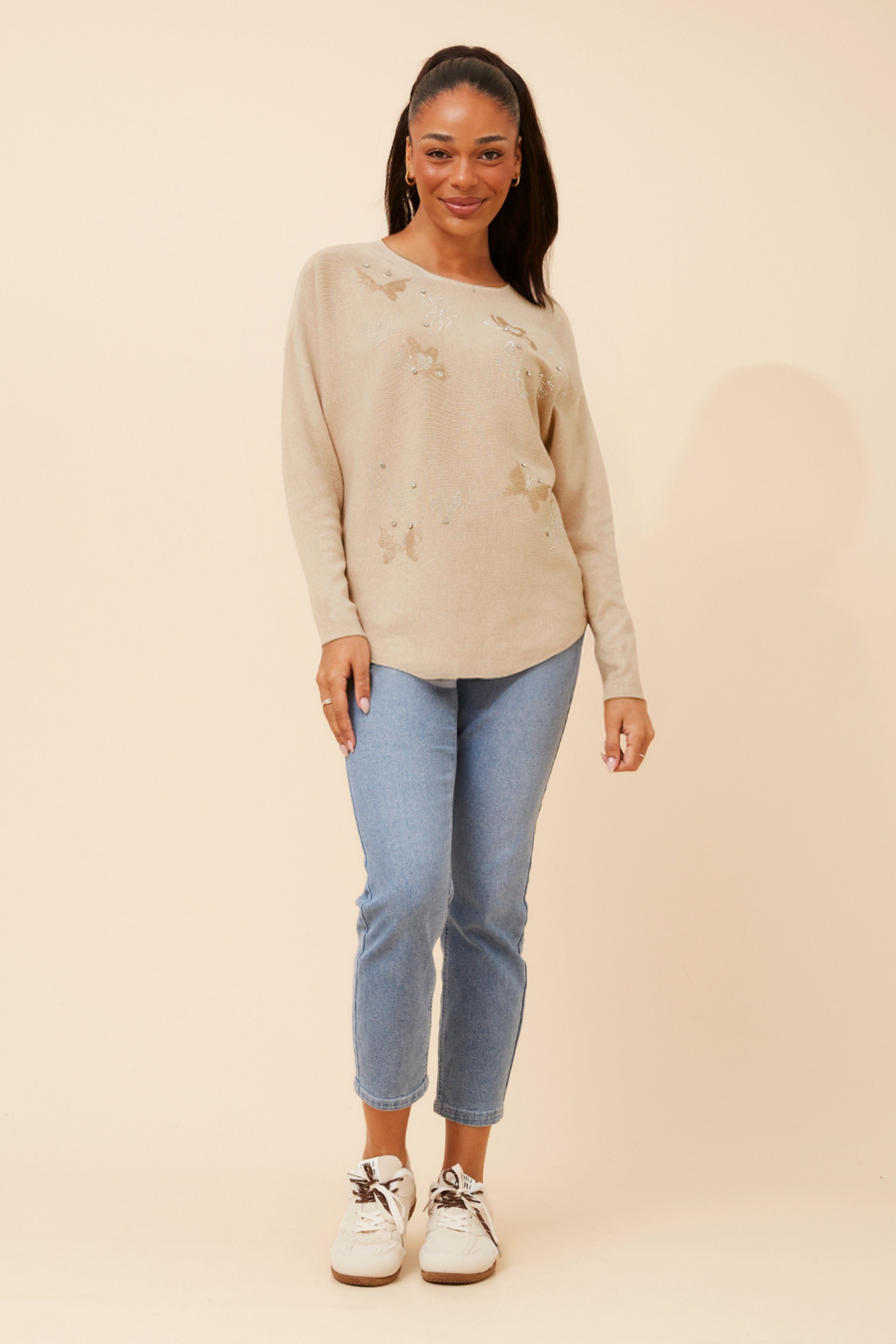 ASTI BUTTERFLY PRINT KNIT PULLOVER