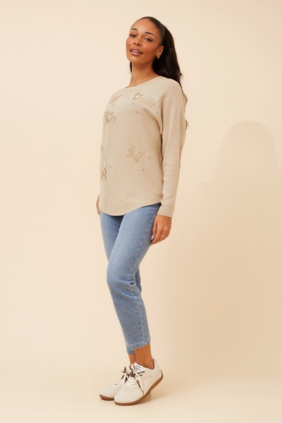 ASTI BUTTERFLY PRINT KNIT PULLOVER