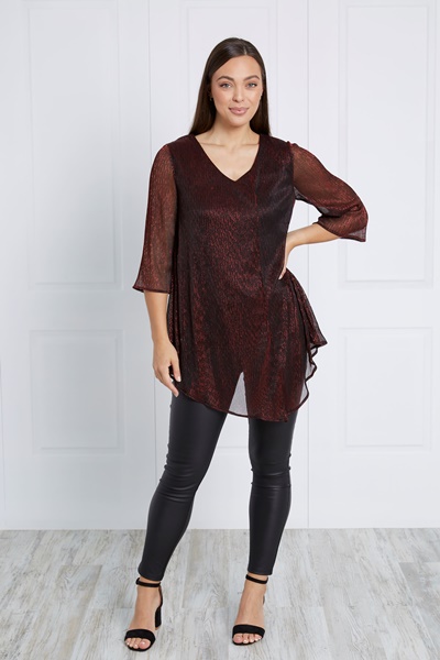 ASYMMETRICAL HEM SHIMMER TOP
