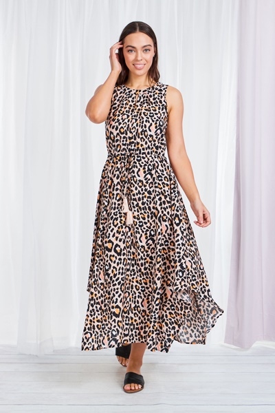 ASYMMETRICAL LEOPARD PRINT DRESS