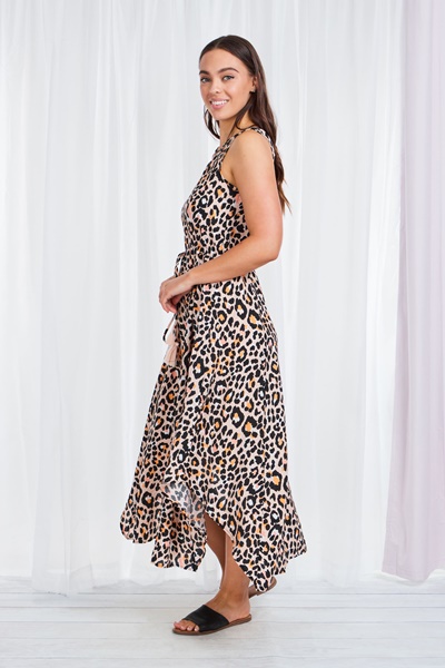 ASYMMETRICAL LEOPARD PRINT DRESS