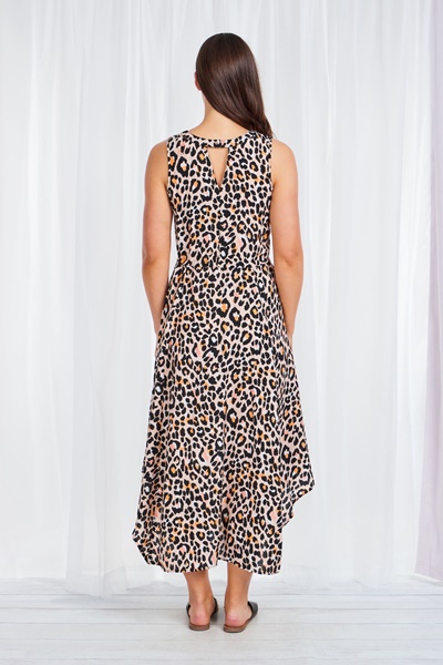 ASYMMETRICAL LEOPARD PRINT DRESS