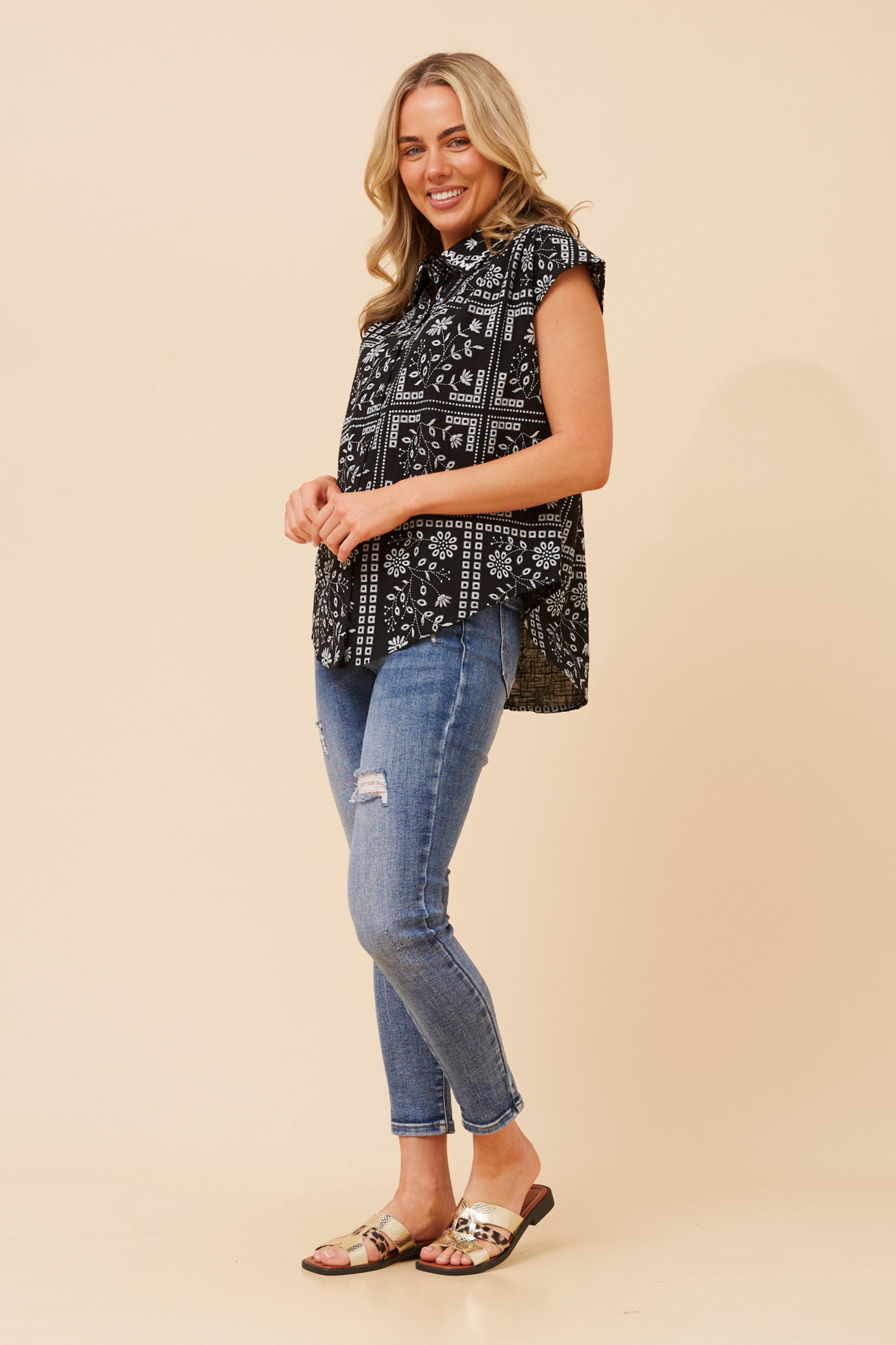 AUDEN PATCHWORK PRINT SHIRT