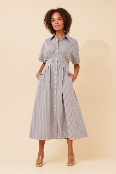 AURA STRIPE PRINT SHIRT DRESS