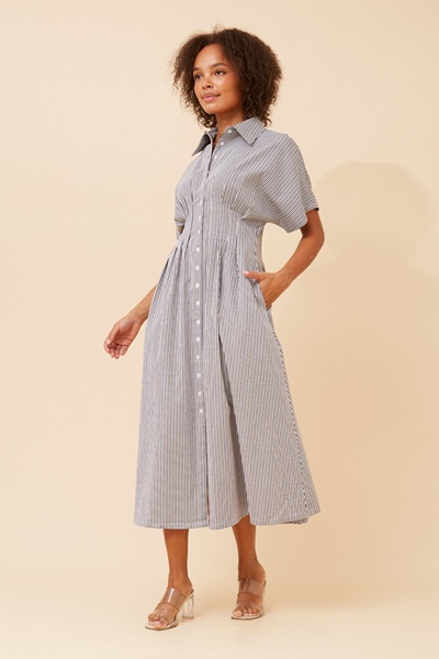 AURA STRIPE PRINT SHIRT DRESS