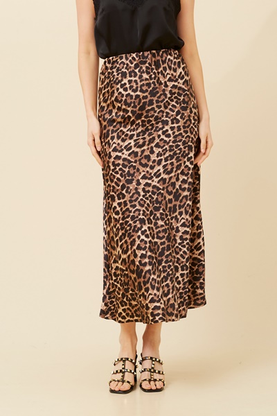 AURORA ANIMAL PRINT SATIN SKIRT