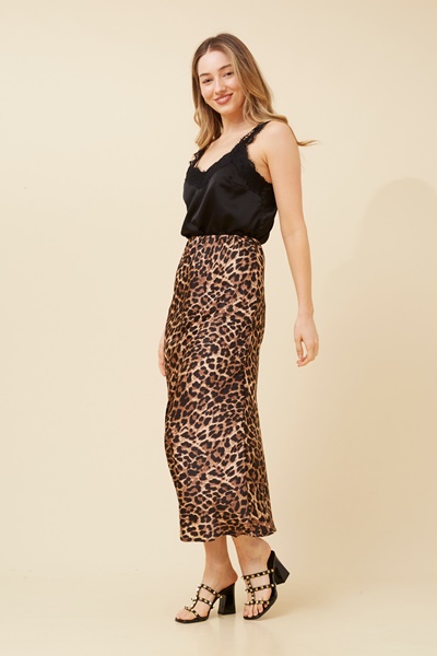 AURORA ANIMAL PRINT SATIN SKIRT