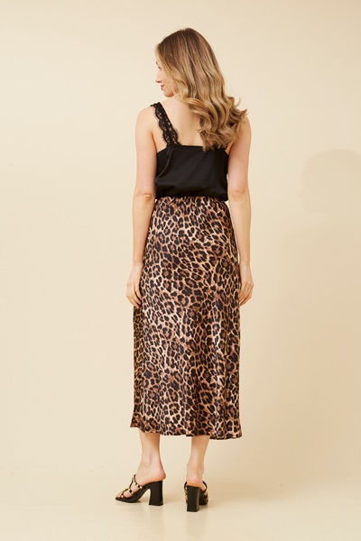 AURORA ANIMAL PRINT SATIN SKIRT