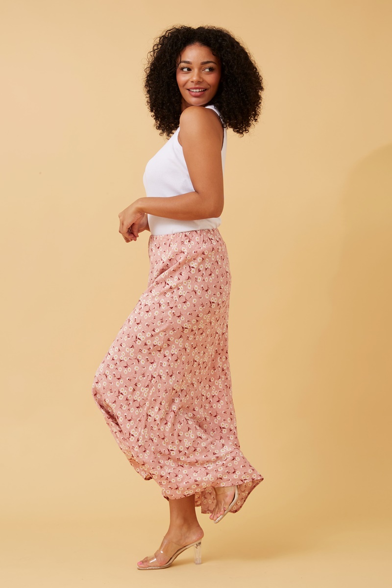 Pink midi shop skirt yellow