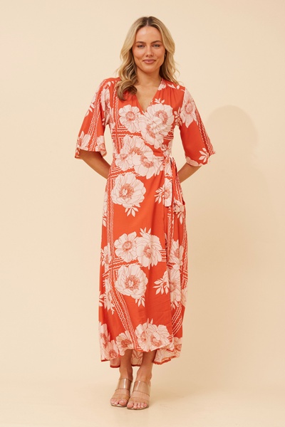 AVALON FLORAL LINEN BLEND DRESS