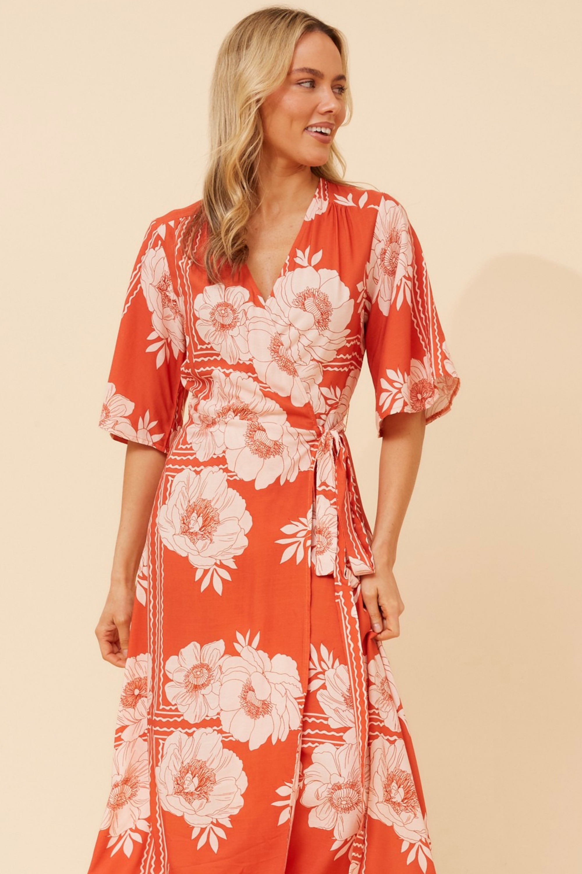 AVALON FLORAL LINEN BLEND DRESS
