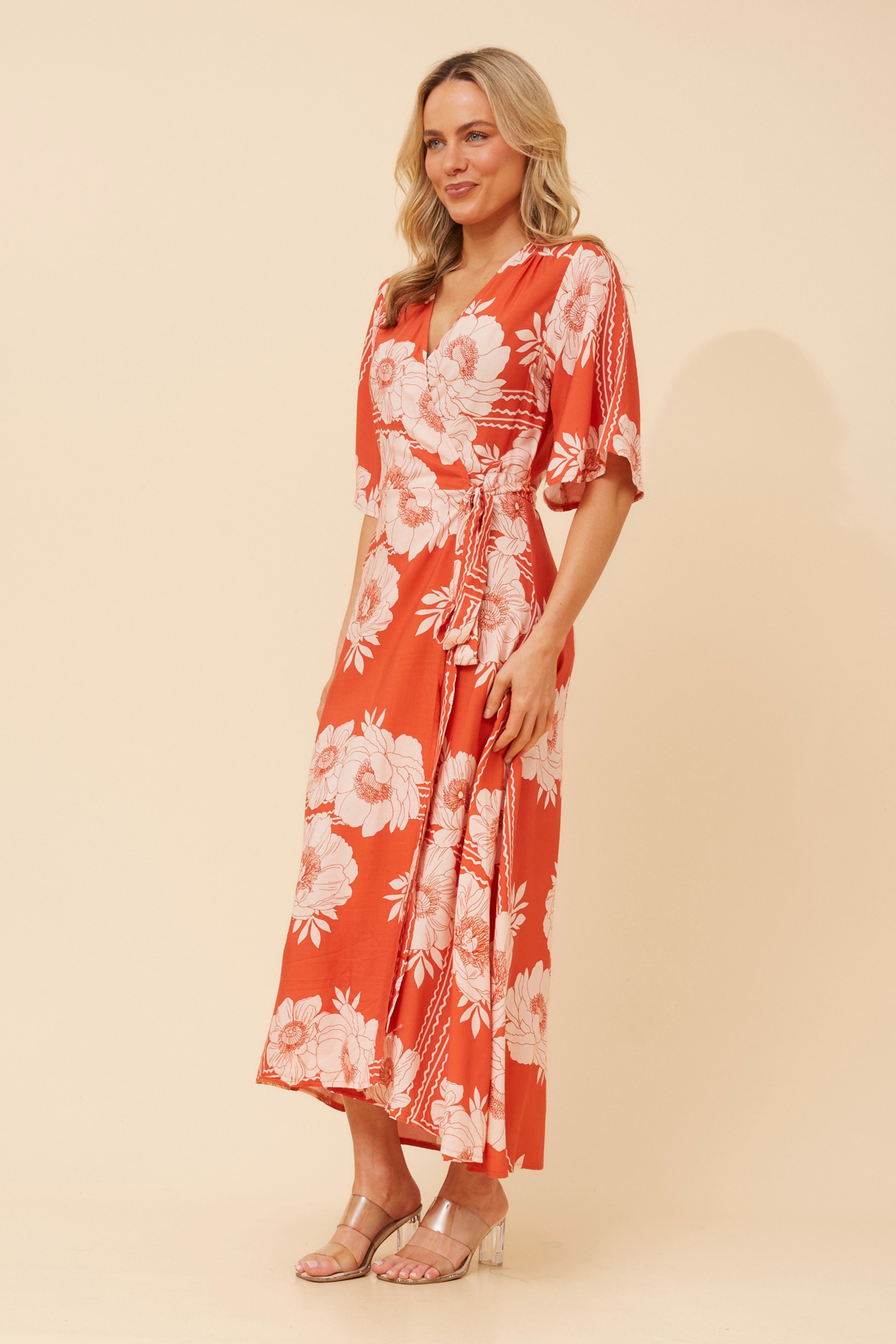 AVALON FLORAL LINEN BLEND DRESS