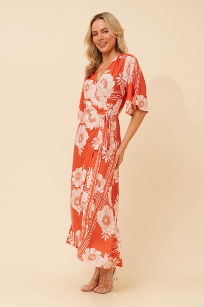 AVALON FLORAL LINEN BLEND DRESS