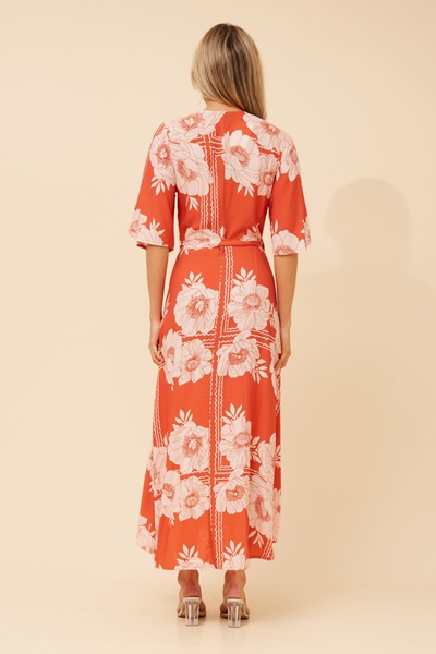 AVALON FLORAL LINEN BLEND DRESS