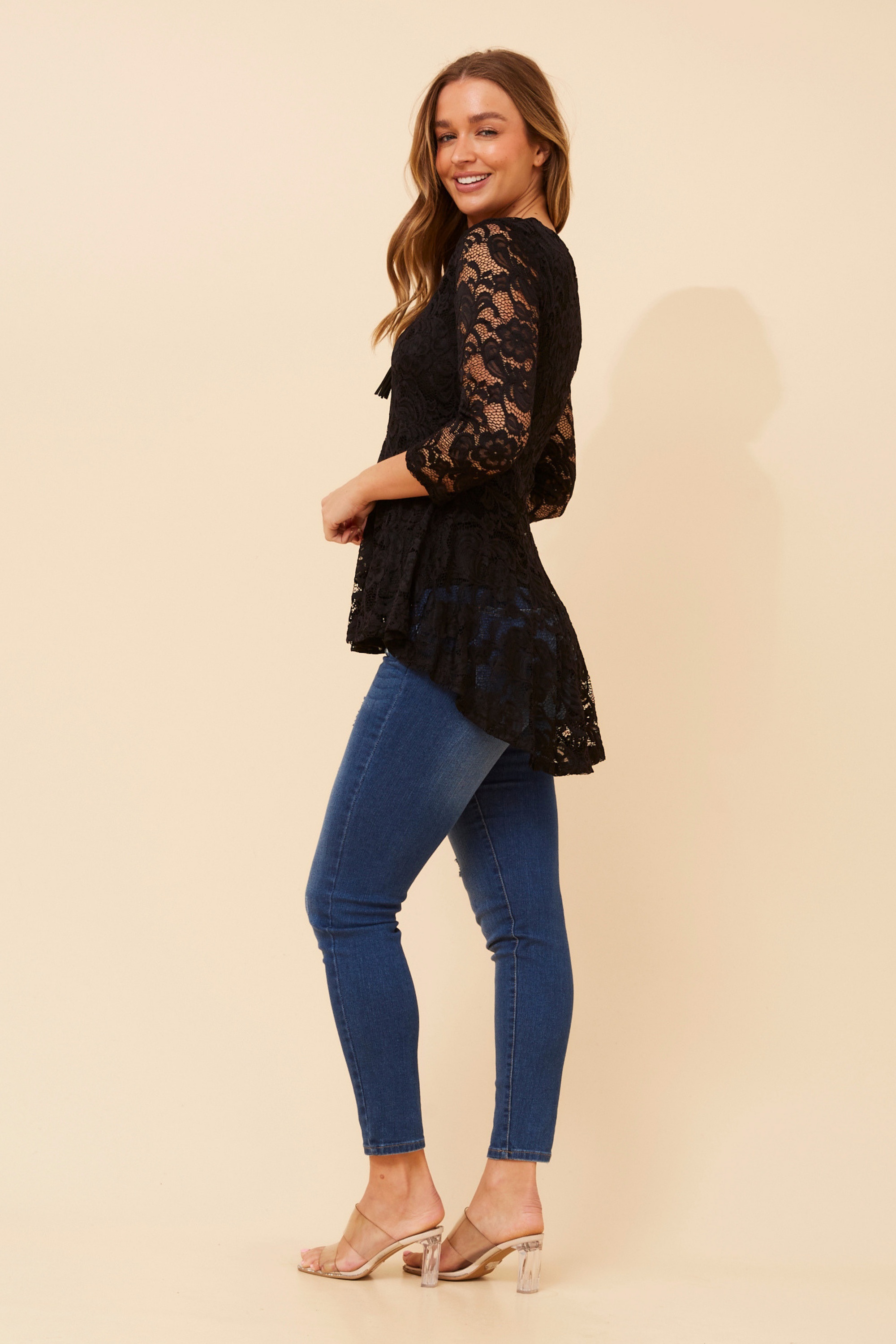 AVAR LACE PEPLUM TOP