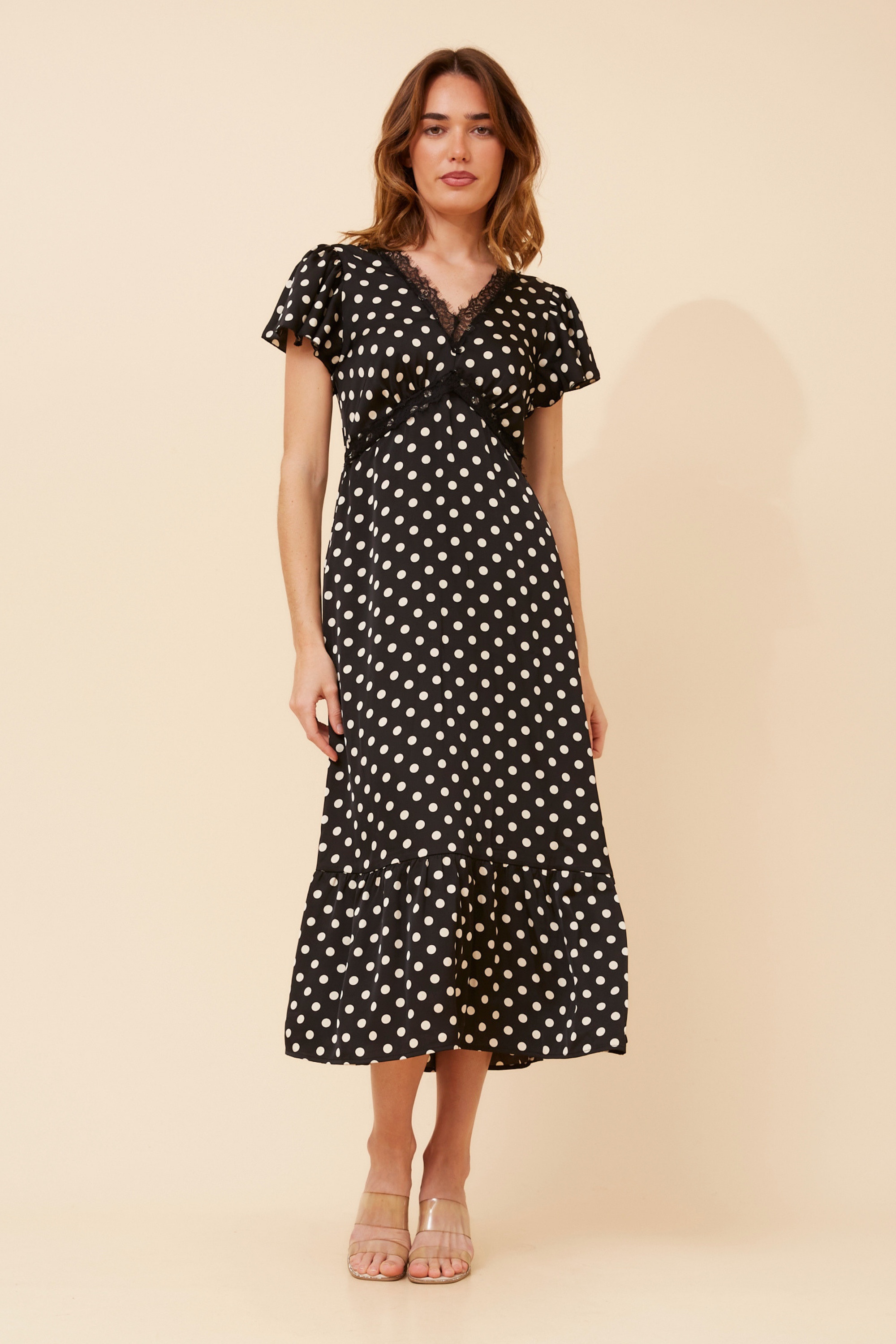 AVEN POLKA DOT MIDI DRESS
