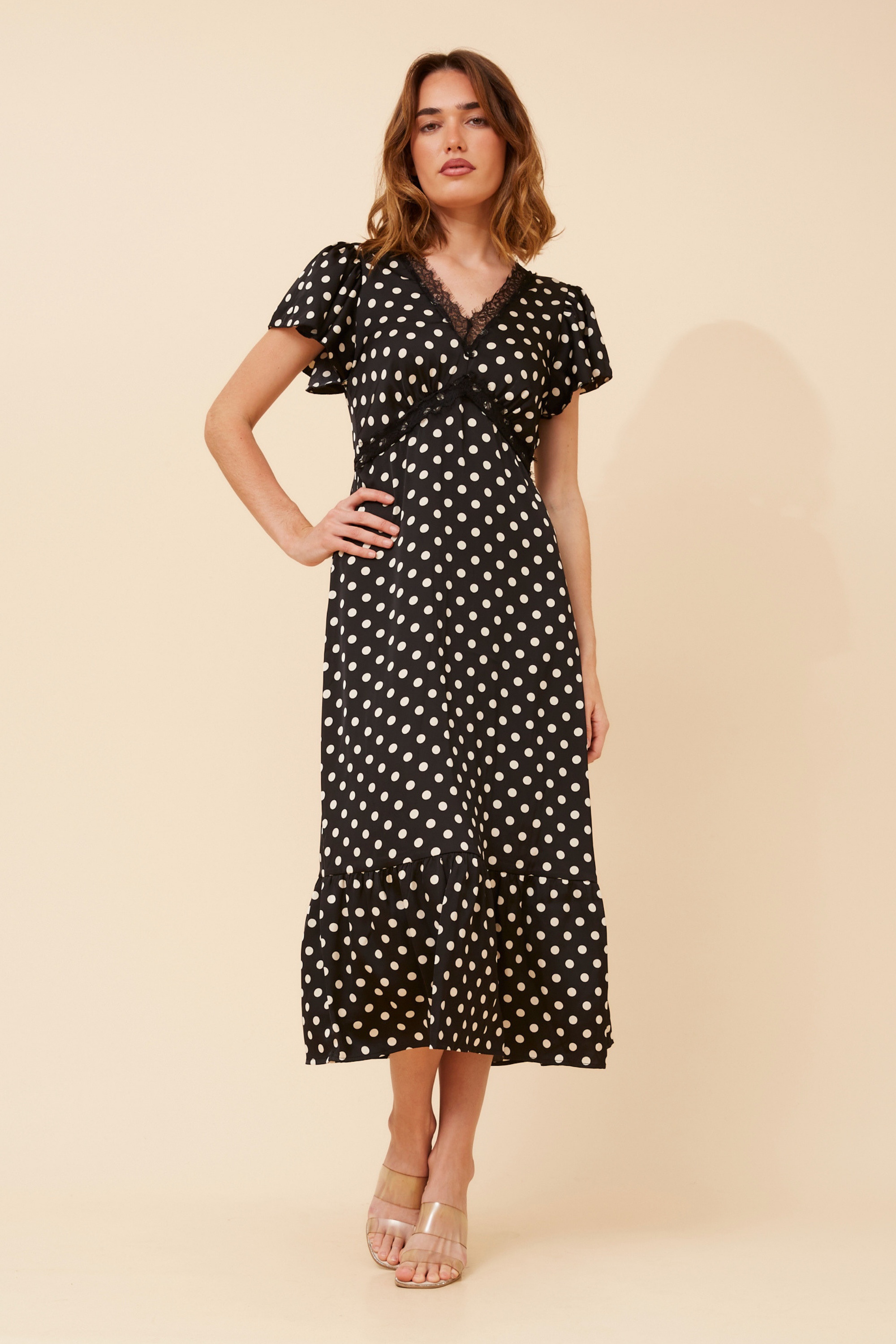 AVEN POLKA DOT MIDI DRESS