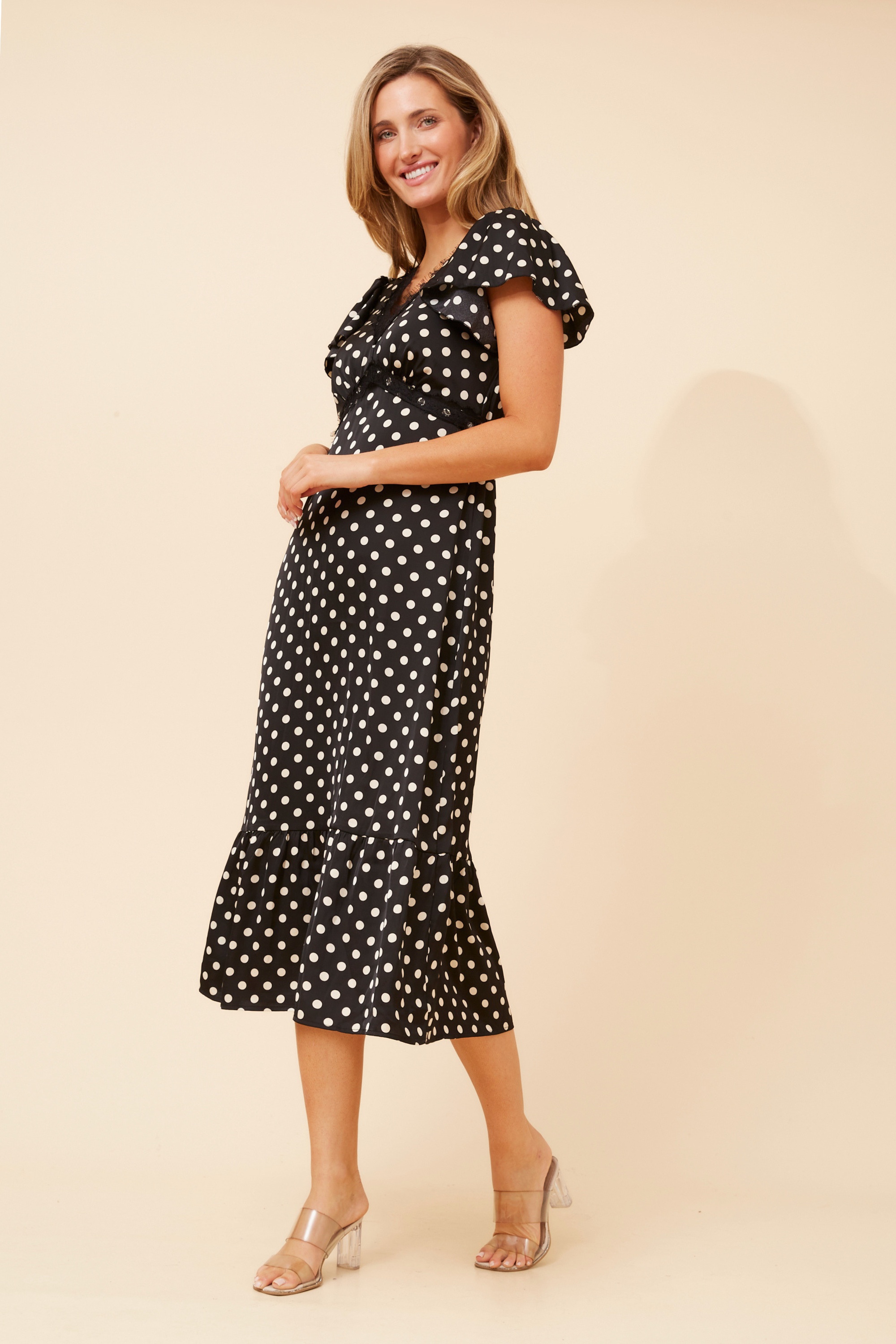AVEN POLKA DOT MIDI DRESS