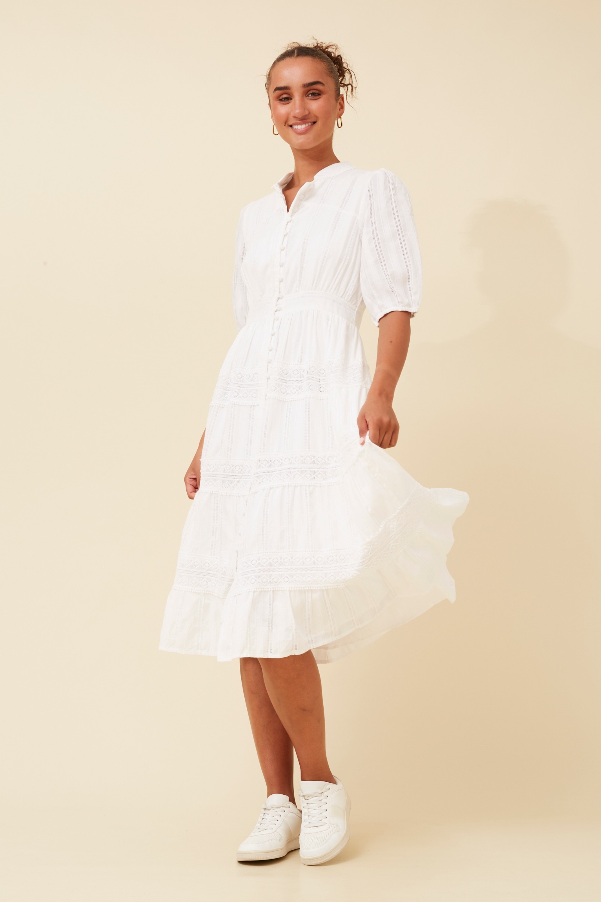 AVONLEA LACE MIDI DRESS