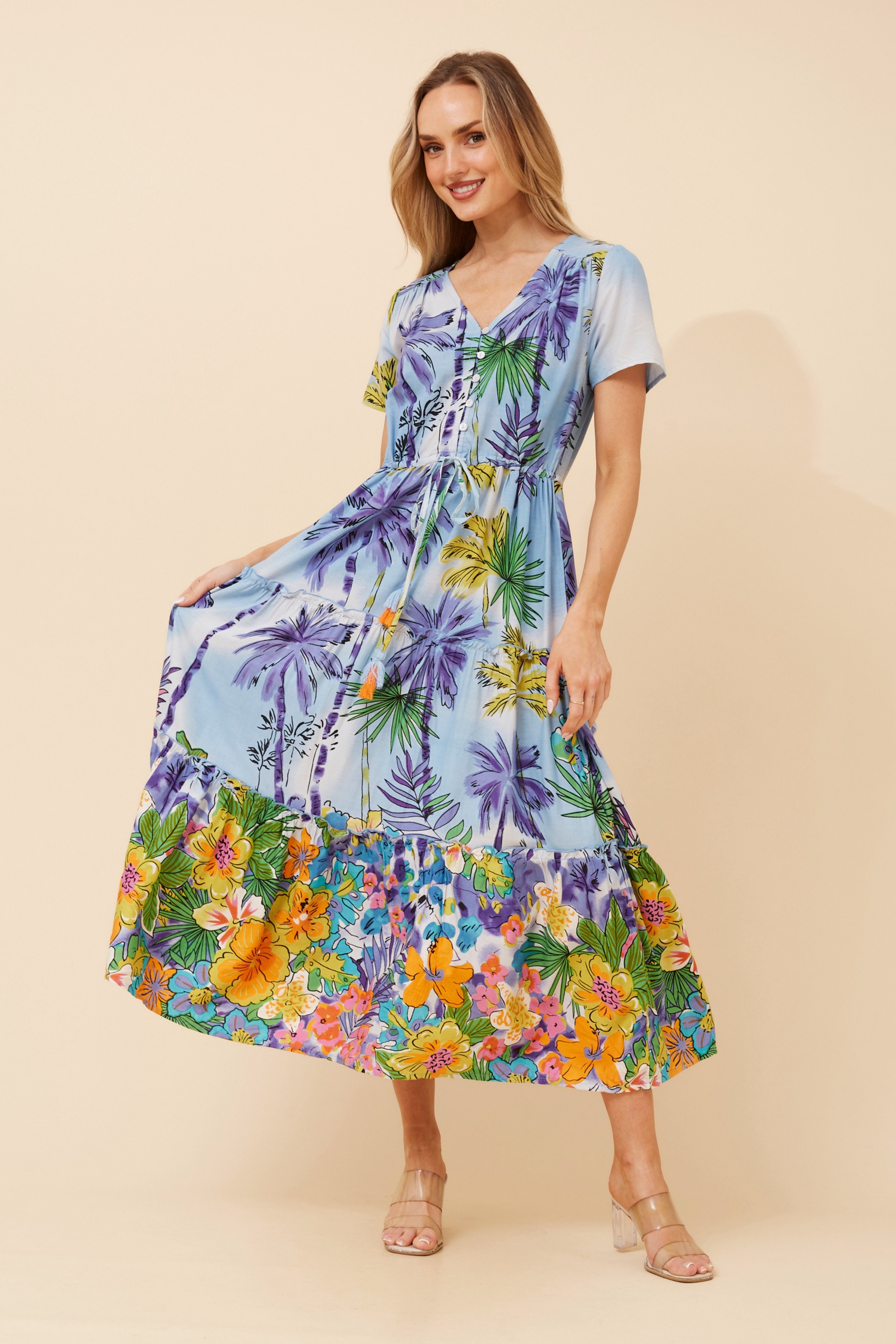BALI FLORAL MIDI DRESS