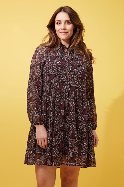 BALLOON SLEEVE FLORAL SHORT DRESS