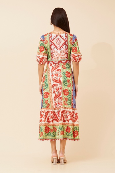 BAMBINA BORDER PRINT MIDI DRESS