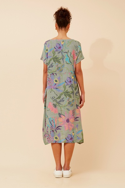 BATISTA FLORAL LINEN MIDI DRESS