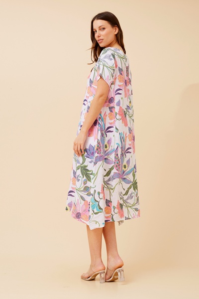 BATISTA FLORAL LINEN MIDI DRESS