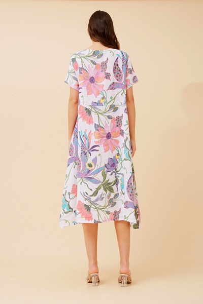 BATISTA FLORAL LINEN MIDI DRESS