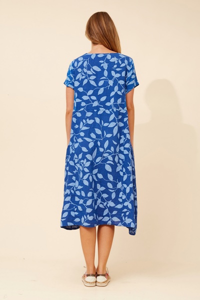 BATISTA LEAF PRINT LINEN DRESS