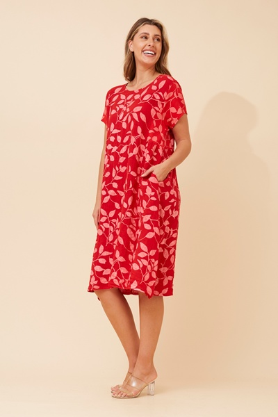 BATISTA LEAF PRINT LINEN DRESS