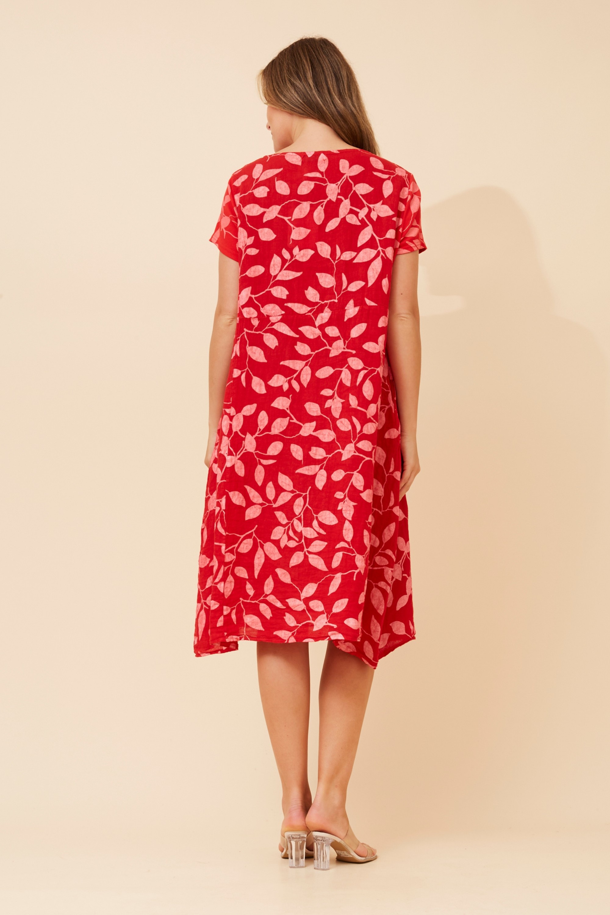 BATISTA LEAF PRINT LINEN DRESS