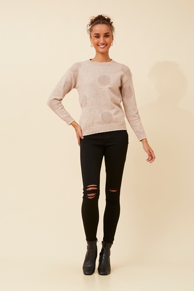 BECKARI POLKA DOT KNIT PULLOVER