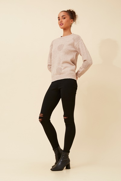 BECKARI POLKA DOT KNIT PULLOVER