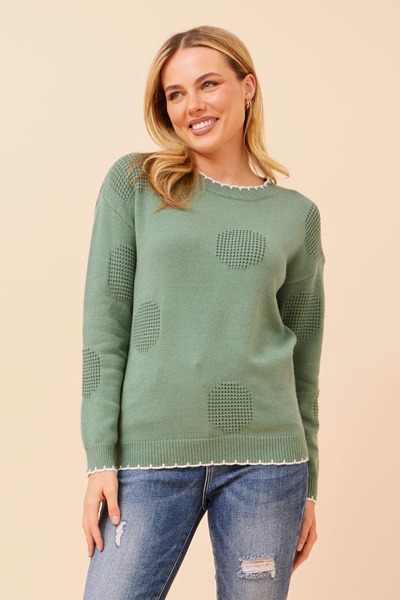 BECKARI POLKA DOT KNIT PULLOVER