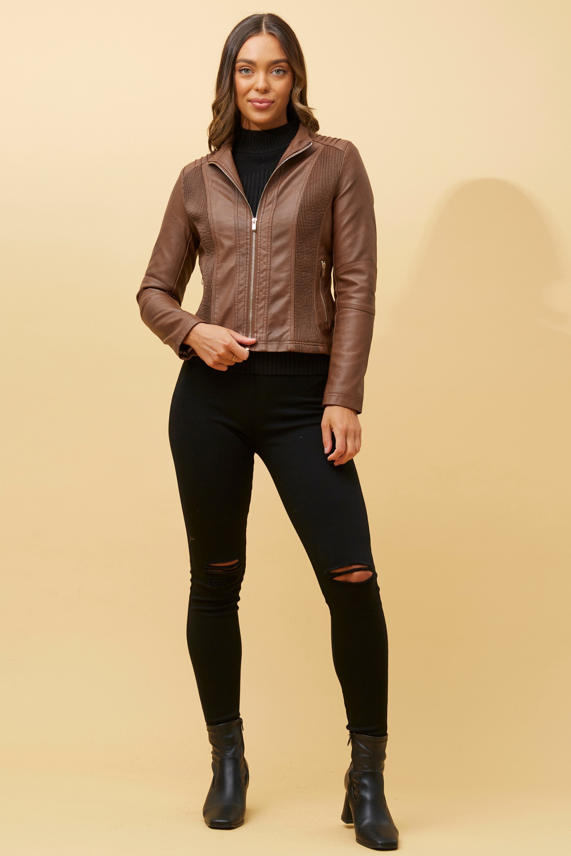 BECKY VEGAN LEATHER BIKER JACKET