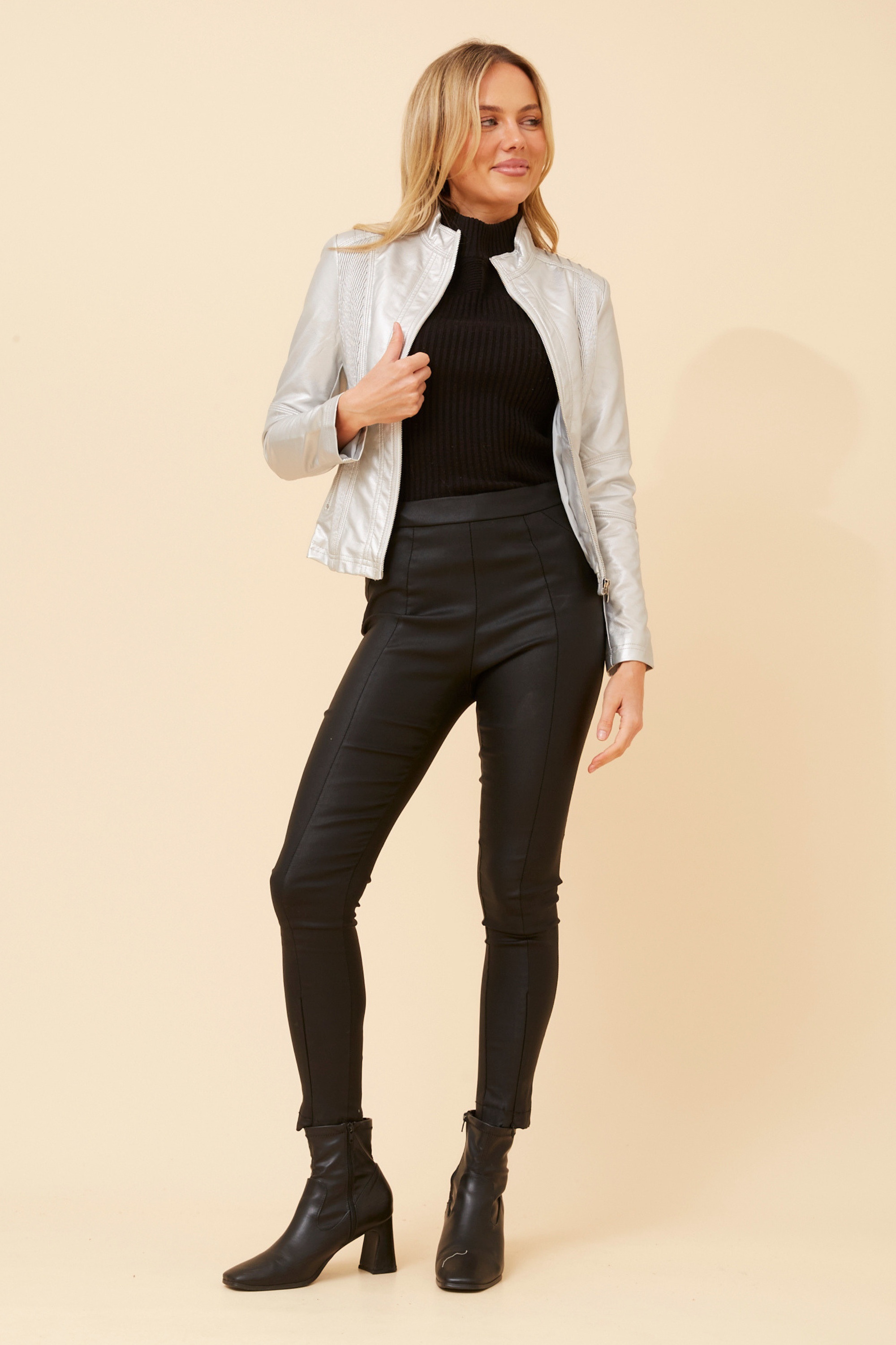 BECKY VEGAN LEATHER BIKER JACKET