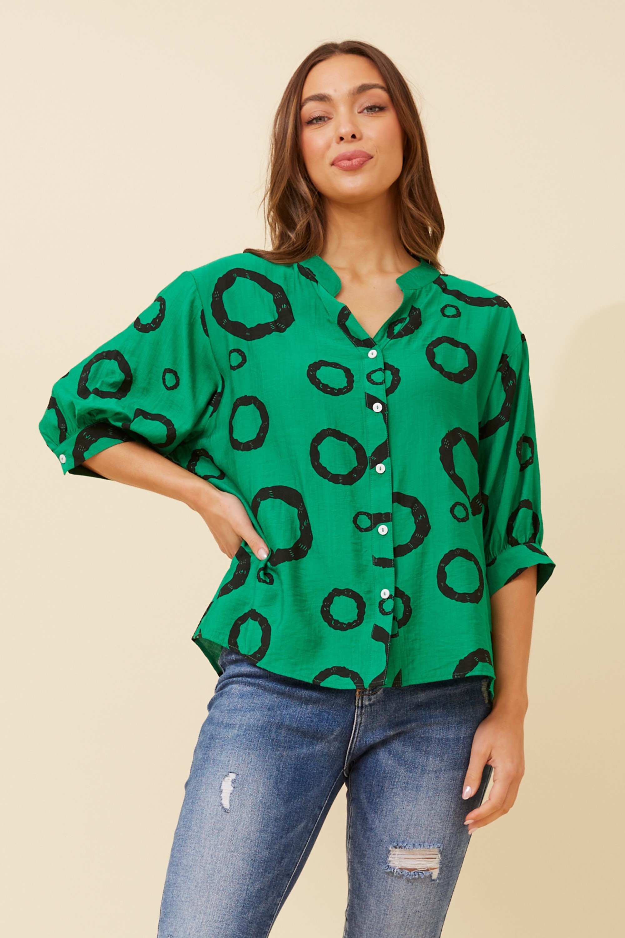 BELINA GEOMETRIC PRINT SHIRT