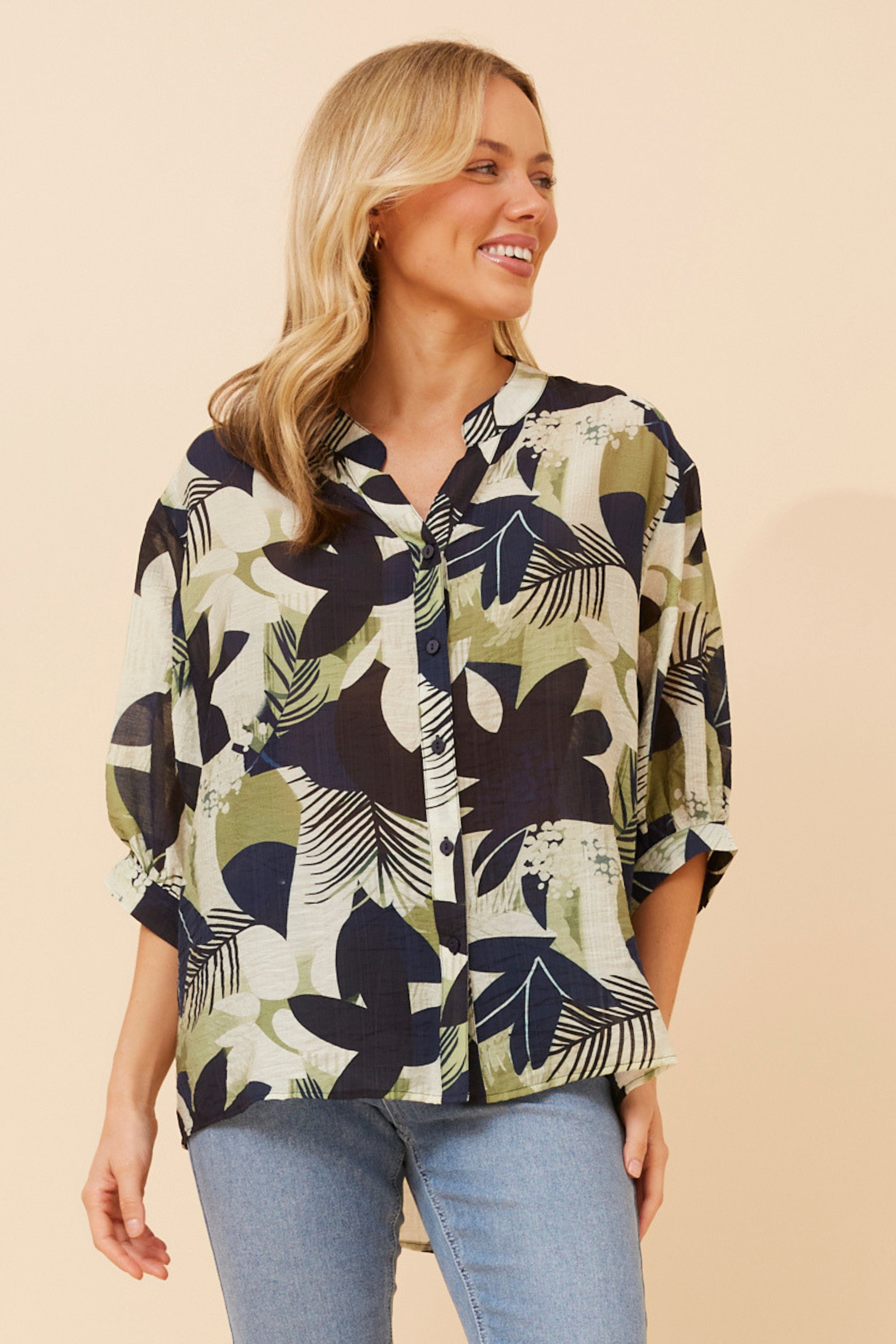 BELINA LEAF PRINT SHIRT