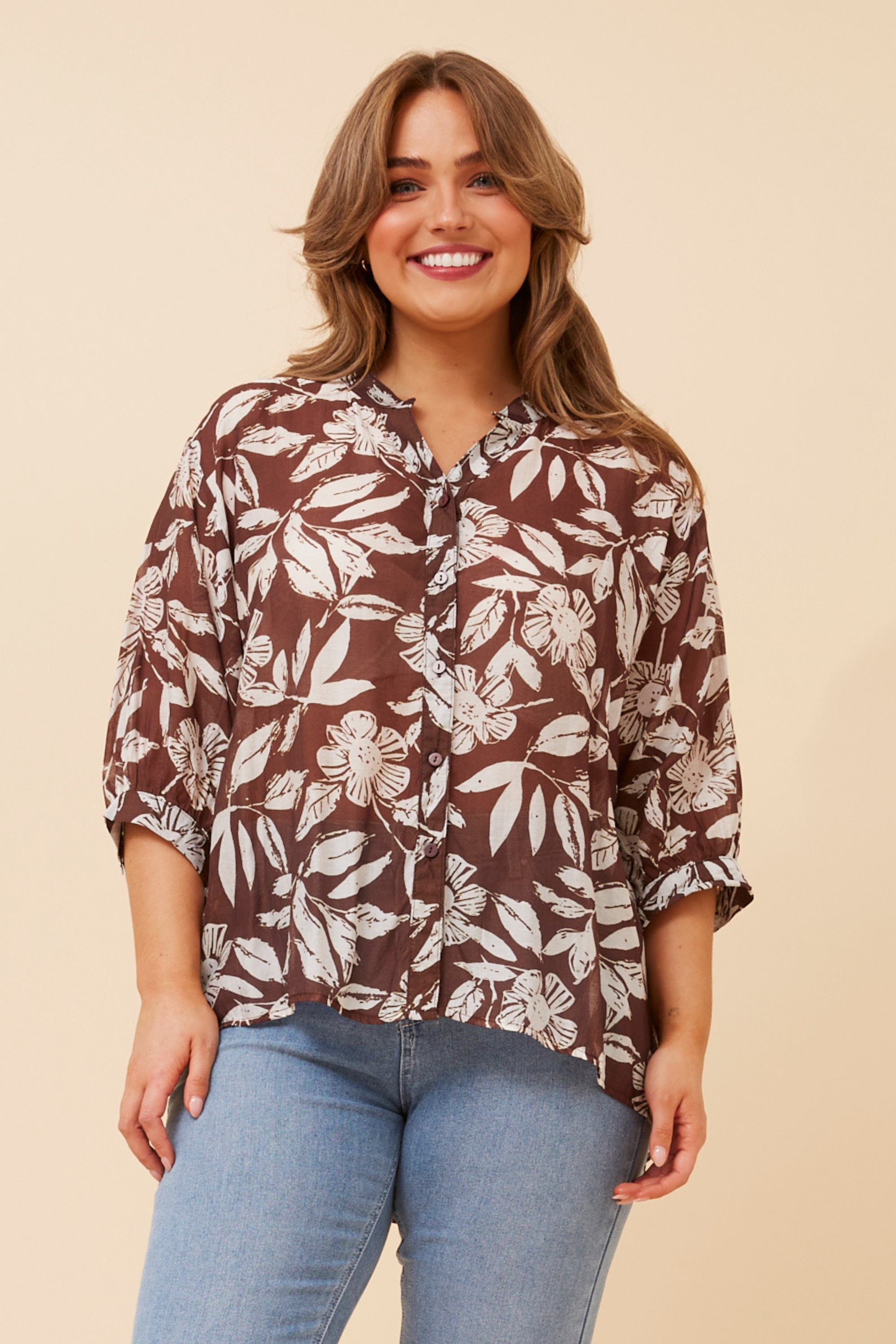 BELINA LEAF PRINT SHIRT