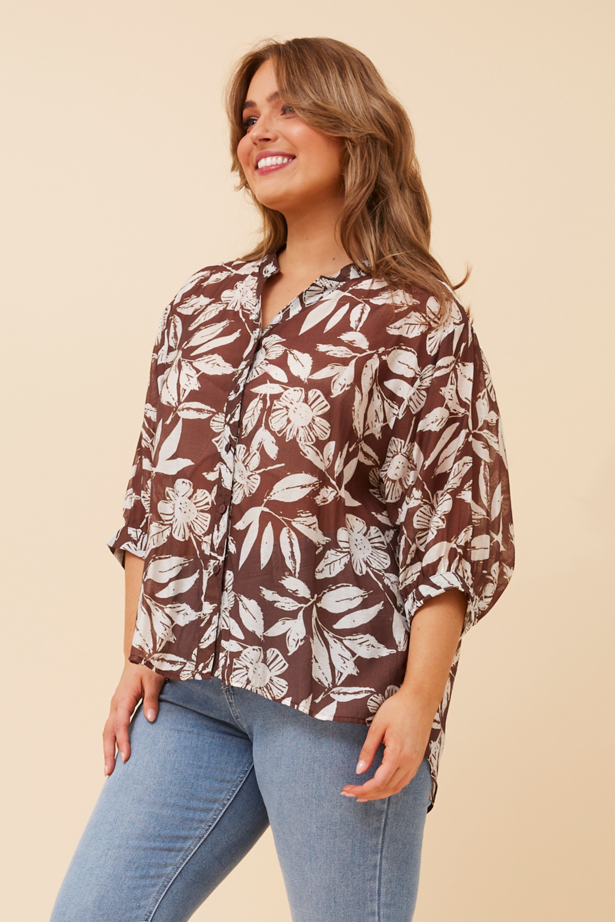 BELINA LEAF PRINT SHIRT